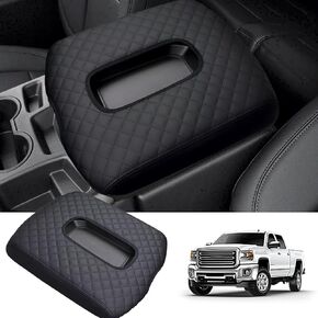 Center Console Armrest Cover for Chevy Chevrolet Silverado, GMC Sierra 2019-2025, Tahoe, Suburban, Yukon 2021-2025, Vinyl Leather Console Lid Cushion, Anti-Scratch, Bucket Seat