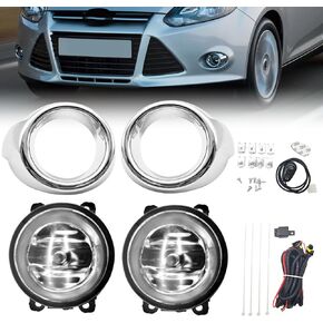 Fog Lights Compatible With 2012 2013 2014 Ford Focus S/SE/SEL/Titanium Models Front Bumper Lamps w/Light Bulb and Wiring Harness 1 Pair of fog lamps