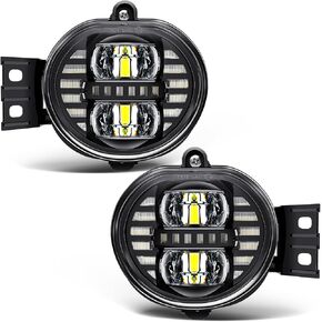 2PCS Led Fog Lights with DRL Compatible with Dodge Ram 1500 2002-2008, Ram 2500 3500 2003-2009, Durango Truck 2004-2006,Black