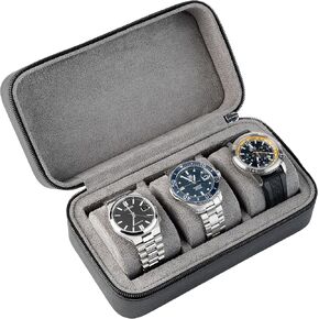 Watch Travel Case for Men | Leather Watch Case with 3 Slots | Perfect Travel Watch Case | Watch Case Travel Men | Travel Watch Cases for Men | Portable Watch Case | Watch Carrying Case
