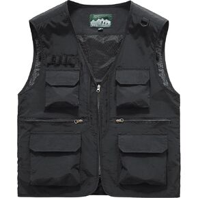 Men's Utility Fishing Cargo Vest Outdoor Lightweight Safari Travel Photo Vest Hiking Waistcoat With Multi Pockets
