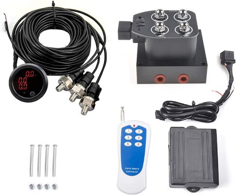 صمام الملف اللولبي الشامل للركوب الهوائي 1/4 NPT 12V Air Ride Sundension Mifold Controller Valve Pneumatic Extorber مع صندوق تحكم وبعد (0-200psi) in Kuwait