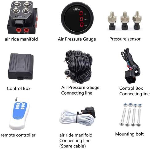 صمام الملف اللولبي الشامل للركوب الهوائي 1/4 NPT 12V Air Ride Sundension Mifold Controller Valve Pneumatic Extorber مع صندوق تحكم وبعد (0-200psi) in Kuwait
