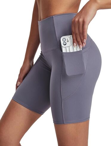 شورتات راكب الدراجة النارية عالية الخصر للسيدات مع الجيوب السيطرة على البطن Leggins القصيرة لليوغا تجريب الصالة الرياضية in Kuwait
