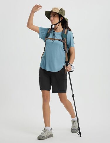 baleaf Women's 7" Hiking Shorts High Waist Water Resistant Quick Dry Lightweight Zip Pockets Workout Athletic Shorts Travel in Kuwait