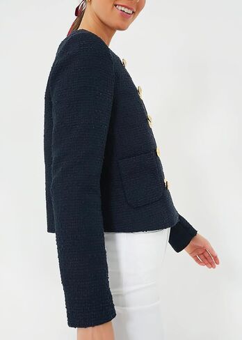 Women's Fall Casual Button Down Tweed Jacket Slim Fit Collarless Dressy Office Work Blazer Suit in Saudi Arabia