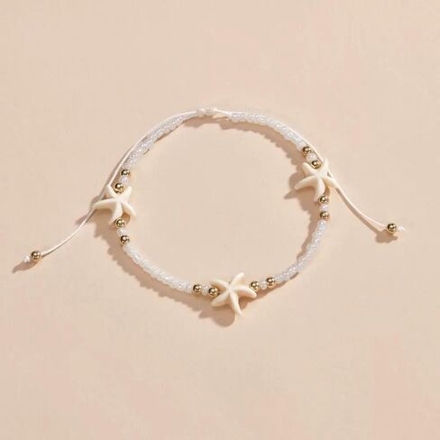 Boho Bead Anklets Barefoot Sandals Adjustable Link Anklet Multilayerd Ankle Bracelate Elastic Stretch Summer Beach Foot Chain Vacation Gift For Women Friendship in Saudi Arabia