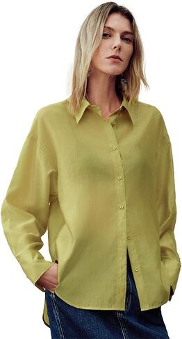 Sheer Long Sleeve Lapel Button Down Shirts for Women Chiffon Blouses Fashion Trendy Mesh Tops in Saudi Arabia