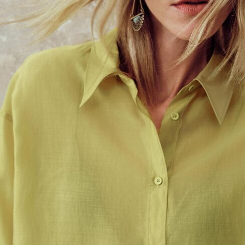 Sheer Long Sleeve Lapel Button Down Shirts for Women Chiffon Blouses Fashion Trendy Mesh Tops in Saudi Arabia