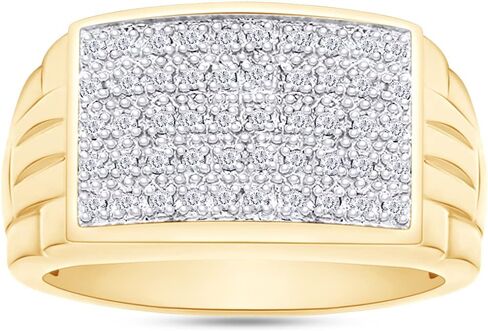 SAVEARTH DIAMONDS 1/4 Carat Round Cut Lab Created Moissanite Diamond Pave Set Cluster Wedding Band Ring In 14K Gold Over Sterling Silver Jewelry For Men (VVS1 Clarity, 0.25 Cttw) in Kuwait