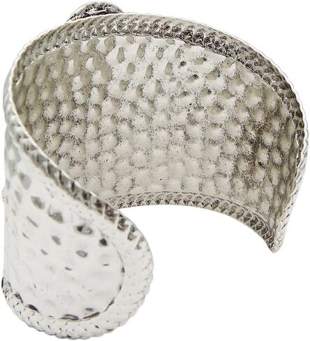 Rosemarie & Jubalee Women's Cowgirl Glam Western Semi Precious Turquoise Howlite Stone Hammered Silver Tone Extra Wide Statement Open Cuff Bracelet, 8" in Saudi Arabia
