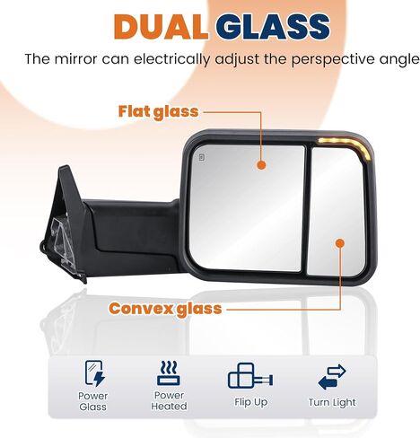 Towing Mirrors Power Heated Pair Manual Folding Mirror Compatible for 1998 1999 2000 2001 Dodge Ram 1500 2500 3500 | 2002 Ram 2500 3500 w/Red Led Turn Signal/Chrome in Saudi Arabia
