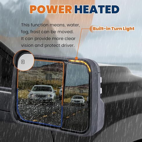 Towing Mirrors Power Heated Pair Manual Folding Mirror Compatible for 1998 1999 2000 2001 Dodge Ram 1500 2500 3500 | 2002 Ram 2500 3500 w/Red Led Turn Signal/Chrome in Saudi Arabia