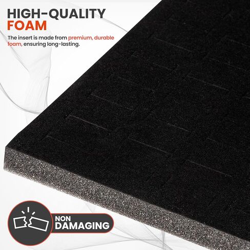 Novel Box Black Ring Display 72-Slots Foam 14.25x7.62x0.62 Inches - Ring Storage Foam to Hold Small & Large Rings/Cufflink - Fits in Glass Top Box for Better Display in Saudi Arabia