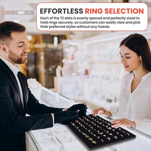 Novel Box Black Ring Display 72-Slots Foam 14.25x7.62x0.62 Inches - Ring Storage Foam to Hold Small & Large Rings/Cufflink - Fits in Glass Top Box for Better Display in Saudi Arabia