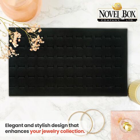 Novel Box Black Ring Display 72-Slots Foam 14.25x7.62x0.62 Inches - Ring Storage Foam to Hold Small & Large Rings/Cufflink - Fits in Glass Top Box for Better Display in Saudi Arabia