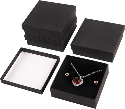 18 Pack Jewelry Gift Boxes,3.5x3.5x1.2 Inch Cardboard Jewelry Gift Boxes,Small Jewelry Boxes with Lids for Necklace Ring Bracelet Earring Display Box (Black-18pcs) in Saudi Arabia