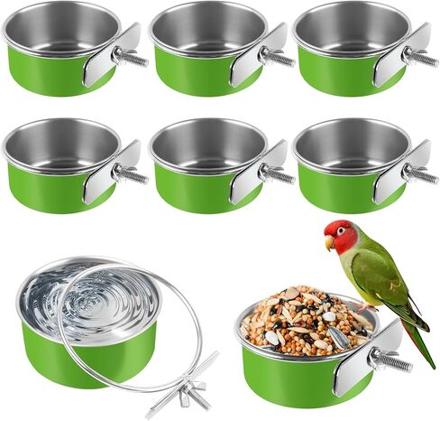 Bird Feeding Dish Cups, 2 Pcs Stainless Steel Bird Food Bowls, Hanging Parrot Water Bowl with Clamp Holder, Bird Cage Coop Feeder for Parakeet Lovebirds Conure Budgies Small Animal in Saudi Arabia