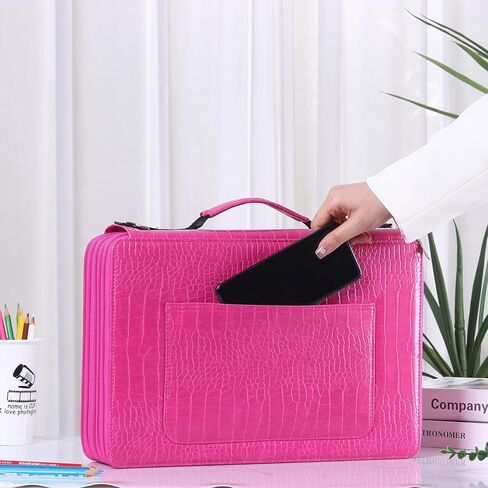 Shulaner 500 Slots Colored Pencil Case with Zipper Closure Crocodile Pattern Large Capacity Pencils Bag Waterproof PU Leather Pen Organizer Storage Holder for Artist (Purple Croco, Small Slots) in Kuwait