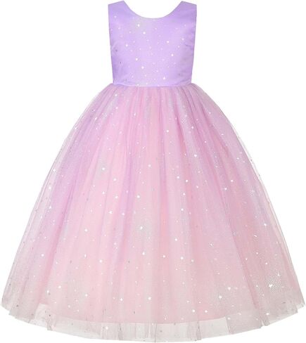 Uhnice Flower Girl Dress Sparkle Ball Gown Bridesmaid Tulle Dresses for Wedding Birthday Party Pageant in Kuwait