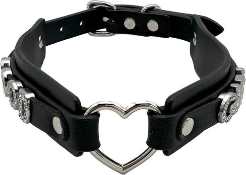 paloli Handmade PU Leather Heart O-Ring Letter Choker Necklace For Women with Adjustable Size – Stylish Hollow Heart Design, Personalized Letter Choker in Saudi Arabia