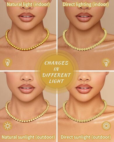 Miracle Beads Necklace for Women - Iridescent Beads Necklace Chocker 3D Shifting-color Glistening Under Sunshine and Light in Kuwait