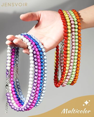Miracle Beads Necklace for Women - Iridescent Beads Necklace Chocker 3D Shifting-color Glistening Under Sunshine and Light in Kuwait
