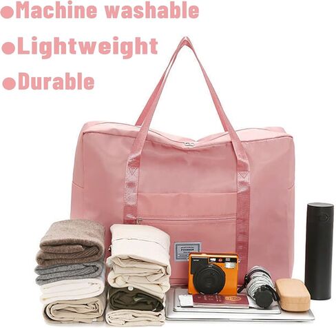 INVODA Travel Duffel Bag For Women and Men Waterproof Expandable Weekender Overnight Bag Carry on Tote Bag Dry Wet Separation Swim Sports Travel Gym Bag (Light Pink) in Kuwait