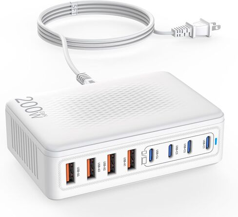 USB C شاحن سريع 100 واط جان 6 منفذ نوع USB C محطة شحن محور كتلة USB C الجدار شاحن قطاع الطاقة محول التوصيل مكعب الطوب 3 USB C 3 USB A لباد iPhone 15 14 13 12 11 Pro Max Pixel Galaxy S24 in Kuwait