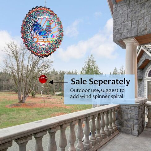 Wind Spinners Peacock Mandala Wind Spinner 3D Hanging Wind Sculpture Creates Mesmerizing Holographic Effect, Outdoor Garden Decor Kinetic Yard Art Decoration, Fun Mandala Gifts for Women Men in Saudi Arabia