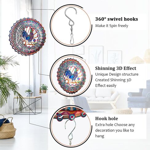 Wind Spinners Peacock Mandala Wind Spinner 3D Hanging Wind Sculpture Creates Mesmerizing Holographic Effect, Outdoor Garden Decor Kinetic Yard Art Decoration, Fun Mandala Gifts for Women Men in Saudi Arabia