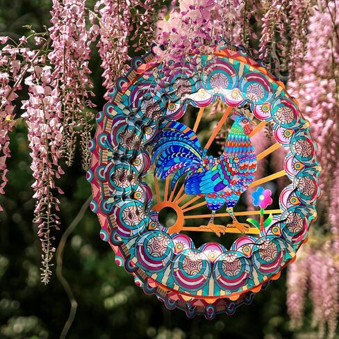 Wind Spinners Peacock Mandala Wind Spinner 3D Hanging Wind Sculpture Creates Mesmerizing Holographic Effect, Outdoor Garden Decor Kinetic Yard Art Decoration, Fun Mandala Gifts for Women Men in Saudi Arabia