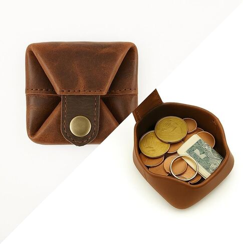Leather Coin Pouch - Compact Change Holder and Mini Pocket Wallet for Men & Women (Brown) in Saudi Arabia