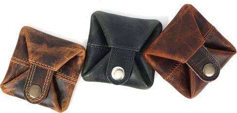 Leather Coin Pouch - Compact Change Holder and Mini Pocket Wallet for Men & Women (Brown) in Saudi Arabia