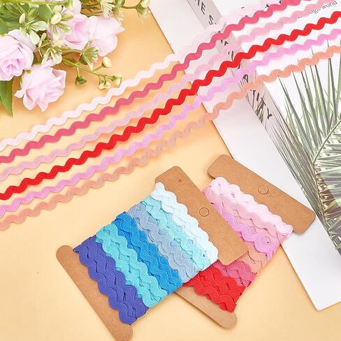 GORGECRAFT 24 Yards 4 Styles RIC Rac Ribbon 1/4 inch(7.5mm) Wave Zig Zag Bending Fringe Trim Woven Braided Fabric Sewing Lace for DIY Sewing Crafts Clothes Dress Embellishment Gift Wrapping in Saudi Arabia
