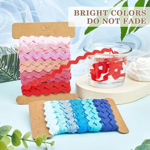 GORGECRAFT 24 Yards 4 Styles RIC Rac Ribbon 1/4 inch(7.5mm) Wave Zig Zag Bending Fringe Trim Woven Braided Fabric Sewing Lace for DIY Sewing Crafts Clothes Dress Embellishment Gift Wrapping in Saudi Arabia