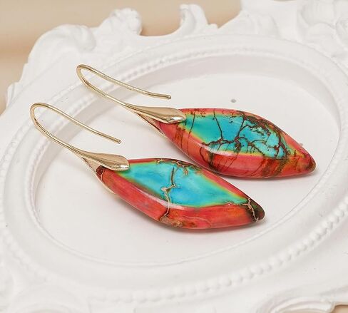 Natural Stone Earrings Multishape Dangle Drop Earrings Boho Stone Earring for Women in Kuwait