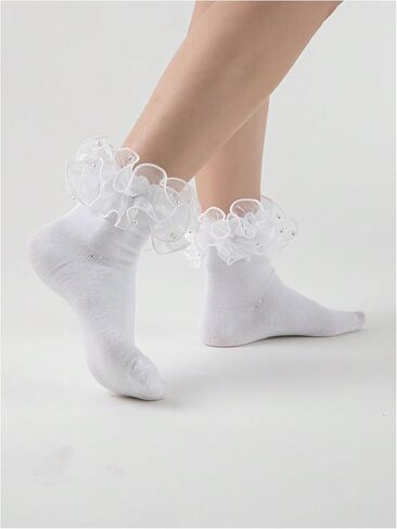 Oyoangle Women's 1 Pair Mesh Shuffle Socks Crew Socks Most in Saudi Arabia