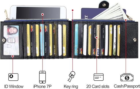 Badiya Womens Wallet RFID حظر Bifold Multi حامل البطاقة محفظة كبيرة السعة المحفوظة مع هدية جيب السوستة in Kuwait