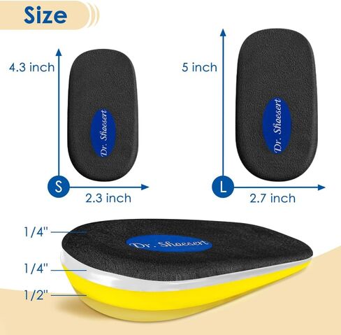 Dr. Shoesert Adjustable Orthopedic Heel Lift, 3-Layer Height Increase Insoles for Heel Pain and Leg Length Discrepancy, Heel Wedge Inserts for Achilles Tendonitis (Black, Large) in Saudi Arabia