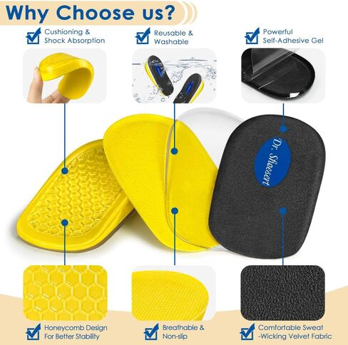 Dr. Shoesert Adjustable Orthopedic Heel Lift, 3-Layer Height Increase Insoles for Heel Pain and Leg Length Discrepancy, Heel Wedge Inserts for Achilles Tendonitis (Black, Large) in Saudi Arabia