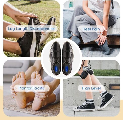 Dr. Shoesert Adjustable Orthopedic Heel Lift, 3-Layer Height Increase Insoles for Heel Pain and Leg Length Discrepancy, Heel Wedge Inserts for Achilles Tendonitis (Black, Large) in Saudi Arabia
