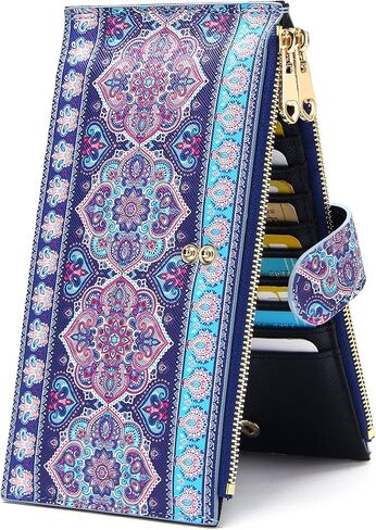 Badiya Womens Wallet RFID حظر Bifold Multi حامل البطاقة محفظة كبيرة السعة المحفوظة مع هدية جيب السوستة in Kuwait