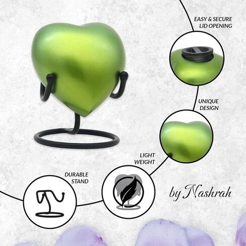 Heart Urn for Human Ashes - Mini Cremation Urn with Easy Secure Lid Opening - Keepsake Urn with Durable Stand for Loved One Ashes in Saudi Arabia