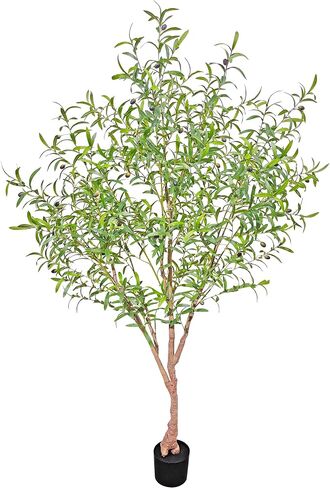 Faux Olive Tree Artificial Olive Trees Artificial Indoor 8 Feet (96 inches) Realistic Potted Silk Indoor Large Fruit for Home Offices, Living Rooms, Bedrooms, Stairs and Foyer Decor in Saudi Arabia