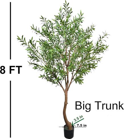 Faux Olive Tree Artificial Olive Trees Artificial Indoor 8 Feet (96 inches) Realistic Potted Silk Indoor Large Fruit for Home Offices, Living Rooms, Bedrooms, Stairs and Foyer Decor in Saudi Arabia