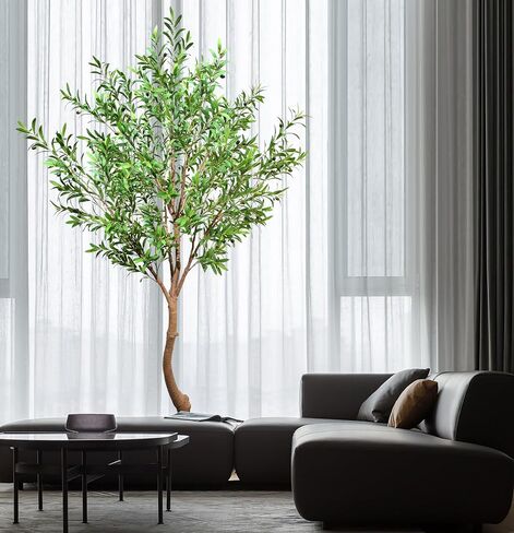 Faux Olive Tree Artificial Olive Trees Artificial Indoor 8 Feet (96 inches) Realistic Potted Silk Indoor Large Fruit for Home Offices, Living Rooms, Bedrooms, Stairs and Foyer Decor in Saudi Arabia
