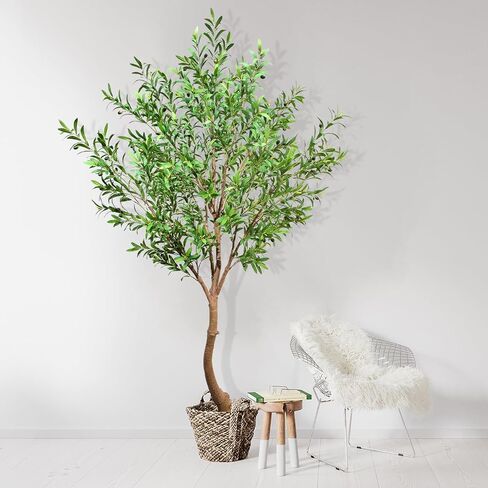 Faux Olive Tree Artificial Olive Trees Artificial Indoor 8 Feet (96 inches) Realistic Potted Silk Indoor Large Fruit for Home Offices, Living Rooms, Bedrooms, Stairs and Foyer Decor in Saudi Arabia