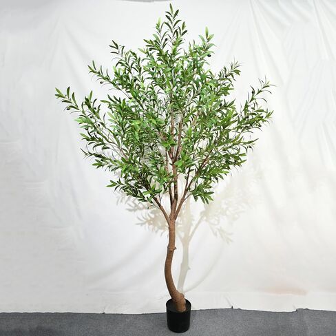 Faux Olive Tree Artificial Olive Trees Artificial Indoor 8 Feet (96 inches) Realistic Potted Silk Indoor Large Fruit for Home Offices, Living Rooms, Bedrooms, Stairs and Foyer Decor in Saudi Arabia