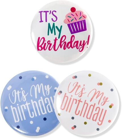 3pcs Happy Birthday Badge Pins It's My Birthday Button Emblems Pins Birthday Party Decorations for Women in Saudi Arabia